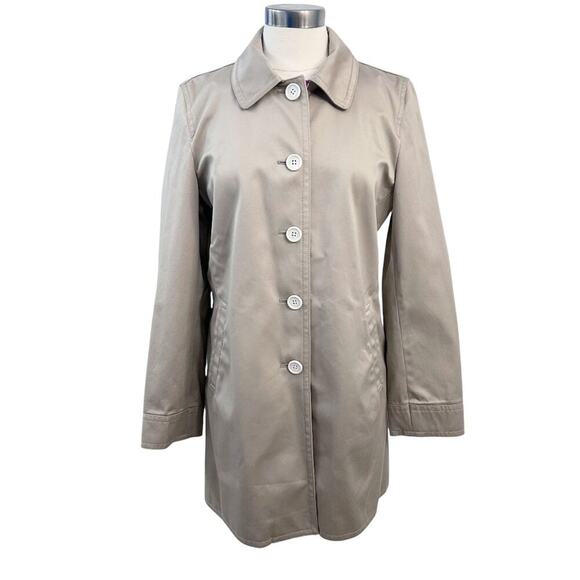 COACH Beige Cotton Jacket Medium Floral Lined Trench Coat - Picture 3 of 14